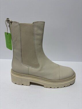 Sam Edelman Women’s Wellington Ivory Leather Lug Sole Boots, Size 10.5 M